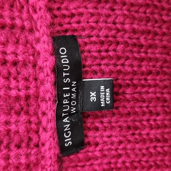 Signature Studio Sweater Womens Size 3X Pink sequins knit - Picture 2 of 9